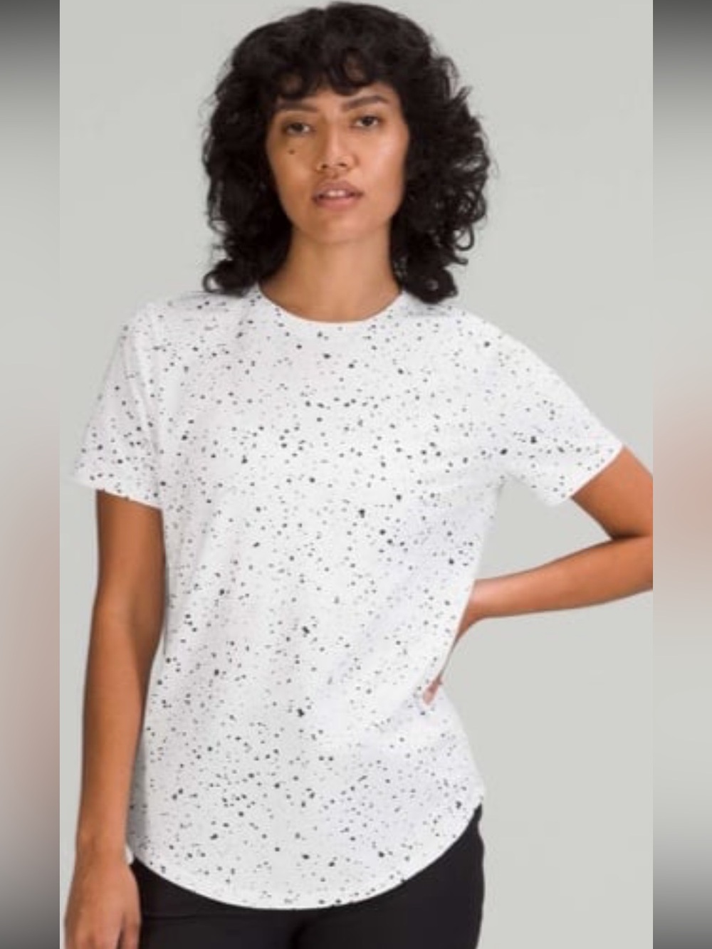 Lululemon Love Crew Short Sleeve Revitalizer Splatter Black And White Shirt